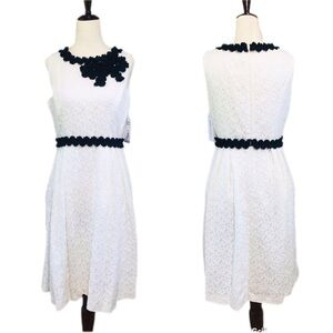 JULIA JORDAN White Black Sleeveless Lace Dress A-line Knee Length Size 6 New‎